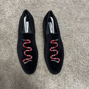 Steve Madden Black Loafers with Red and Blue Detailing
